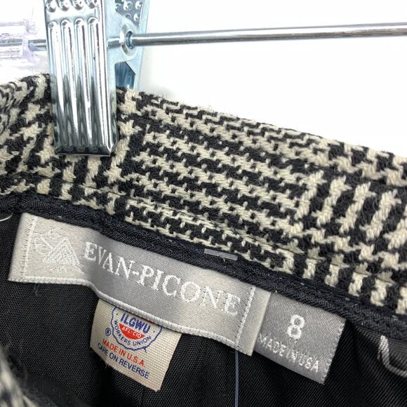 Evan Picone Wool Skirt Womens 2 Glen Plaid High Waist Black White Vintage USA - Picture 5 of 5